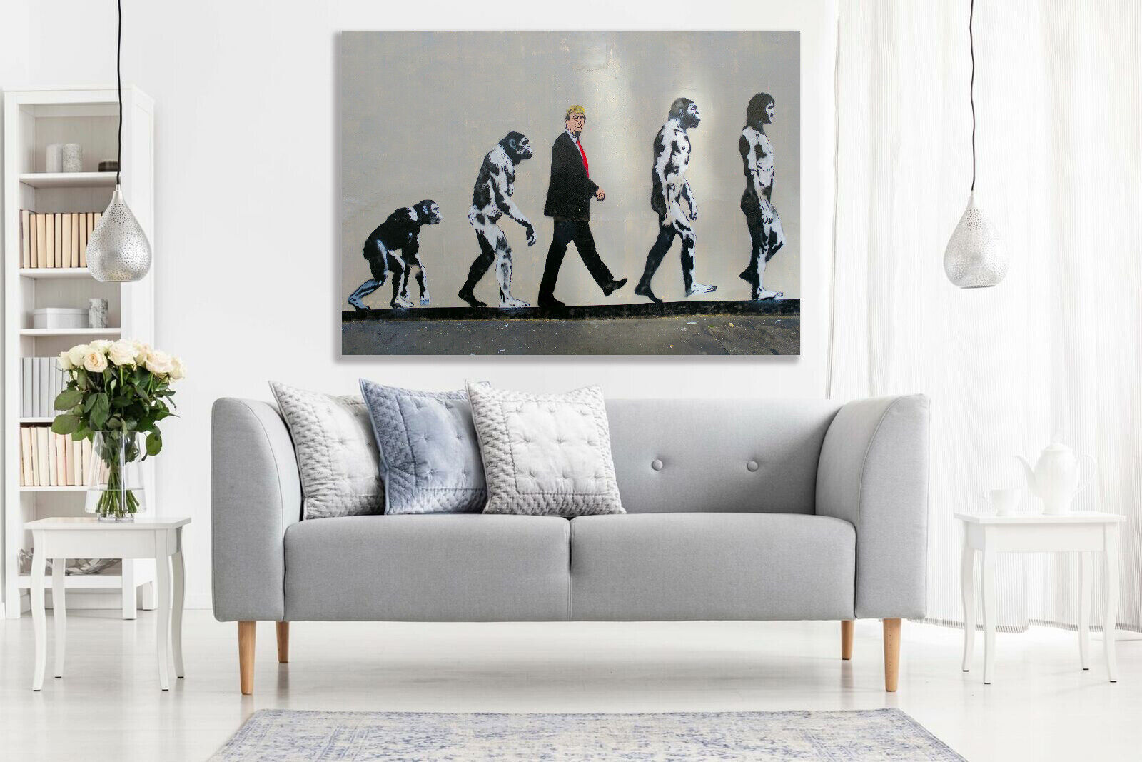 BANKSY DONALD TRUMP EVOLUTION  CANVAS WALL ART PICTURE PRINT GRAFFITI