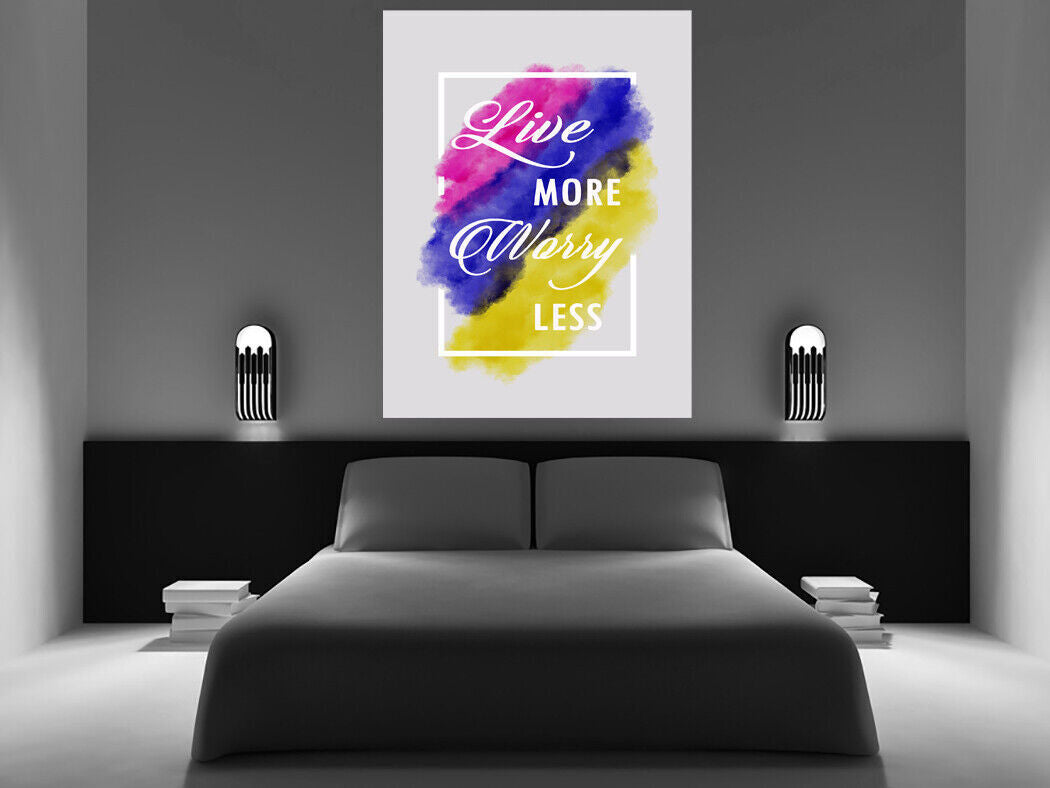 Live More Multi Coloured Inspirational Quote Canvas Wall Art Picture Print