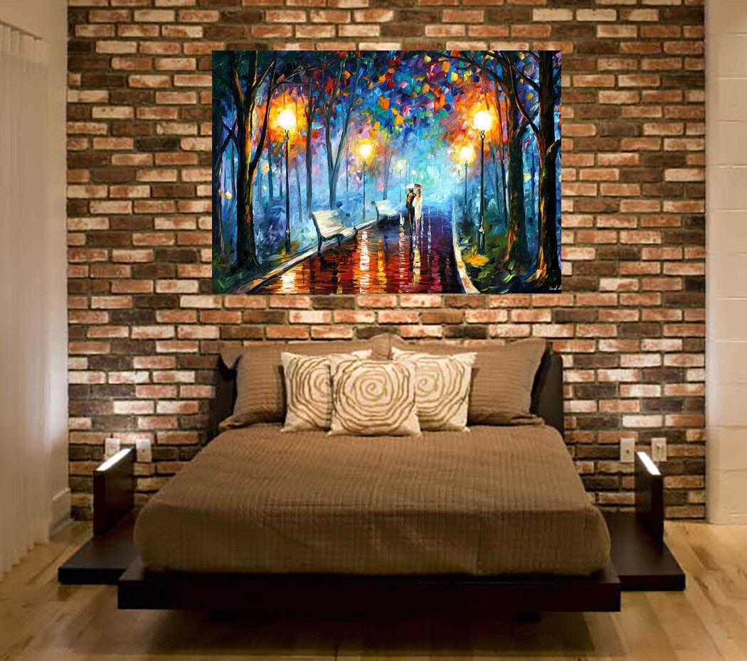Leonid Afremov Stroll in Park Oil Painting on Canvas Wall Art Picture Print
