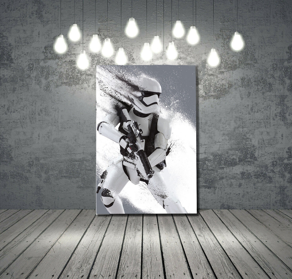Star Wars Stormtrooper Portrait Black And Whte Canvas Wall Art Picture Print