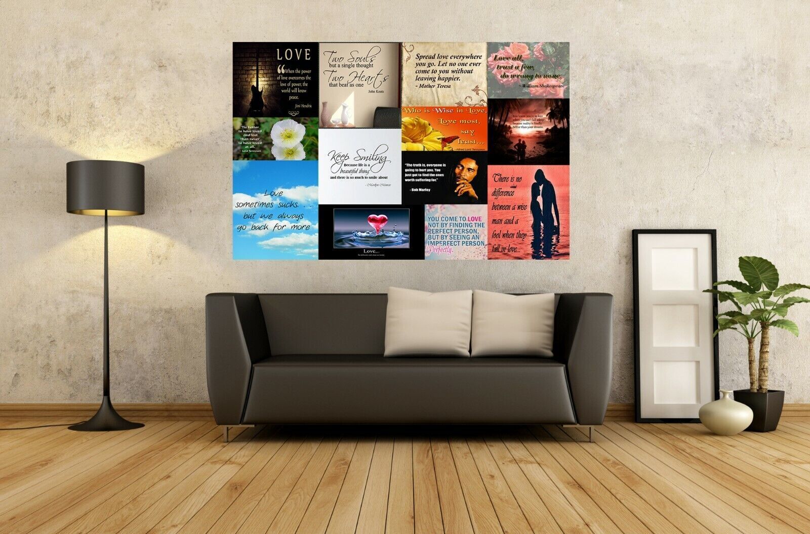 Famous Love Quotes Canvas Wall Art Print Picture 100% cotton - A1, A2, A0 sizes