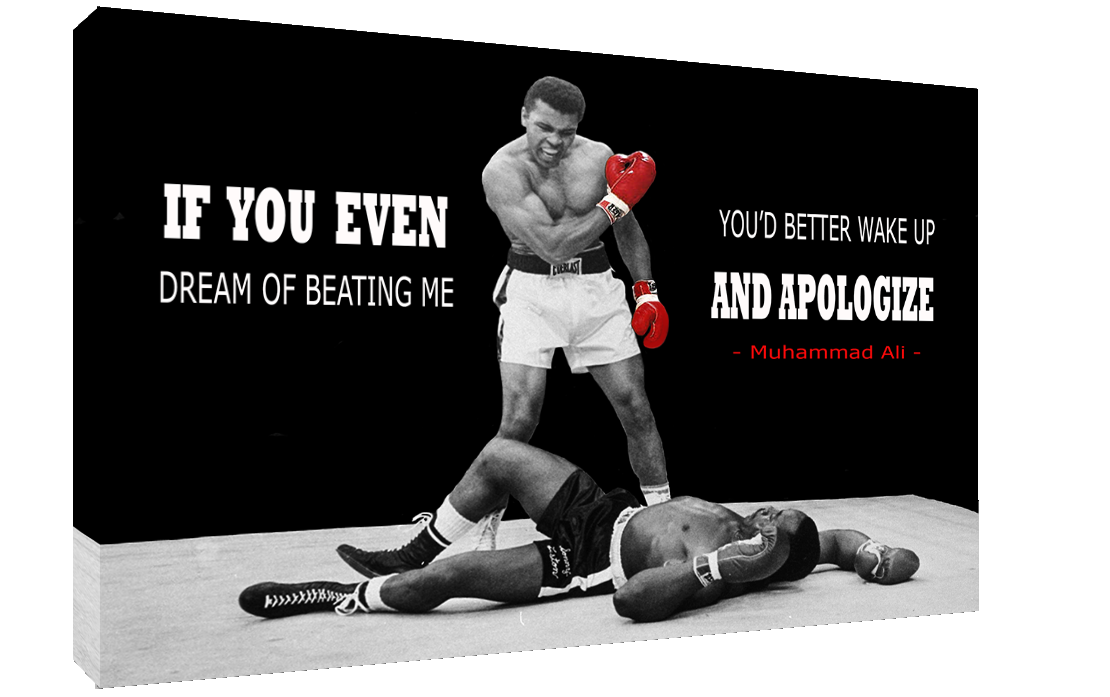 MUHAMMAD ALI BOXING FRAMED CANVAS PRINTS WALL ART FAMOUS QUOTE SPORTS A4 A3 A2