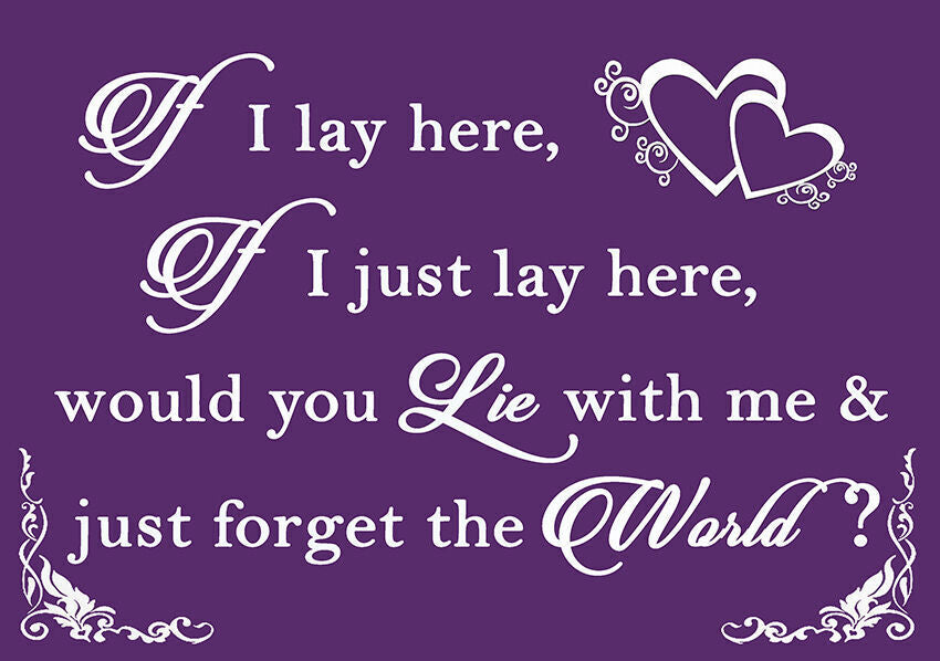 If I Lay Here - Snow Patrol QUOTE Canvas Wall Art Picture Print - Purple