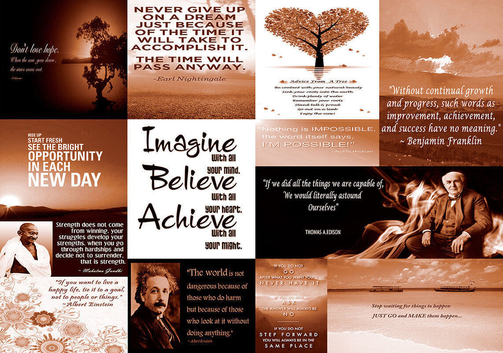 Motivation Quotes -  Brown Canvas Wall Art  Picture 100% cotton - All sizes