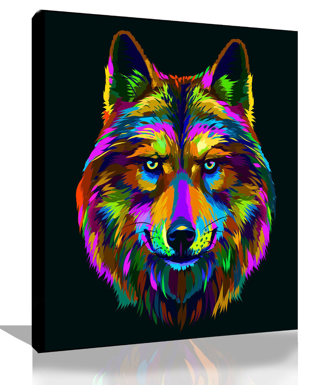 Colourful Wolf Animal Abstract Pop Art Canvas Wall Art Picture Print