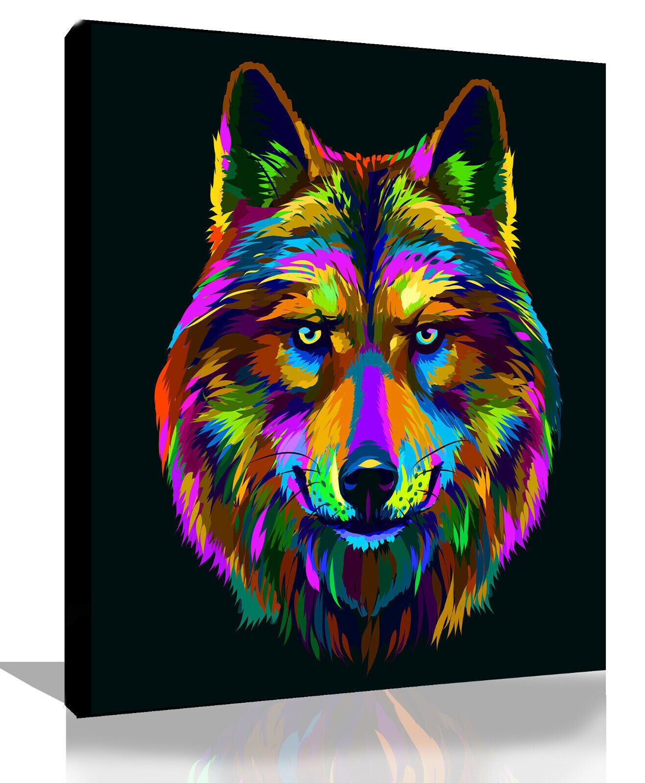 Colourful Wolf Animal Abstract Pop Art Canvas Wall Art Picture Print