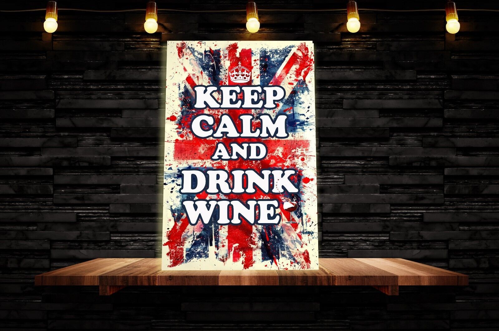 Keep Calm Art Print Red White Blue Drink Wine Quote Framed Canvas Wall Picture