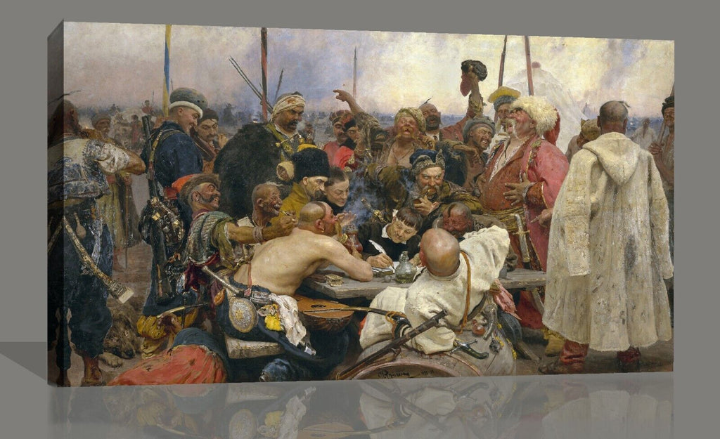 ILYA REPIN, REPLY OF THE ZAPOROZHIAN COSSACKS Canvas Wall Art Picture Print
