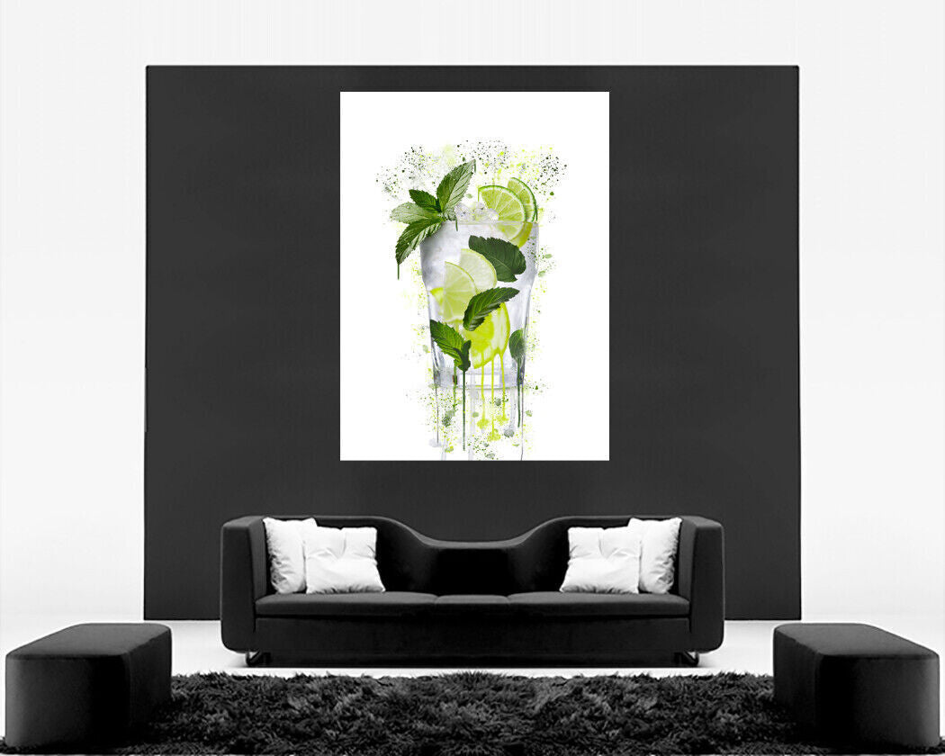 Mojito Cocktail DRINK CANVAS WALL SPLASH ART PICTURE PRINT