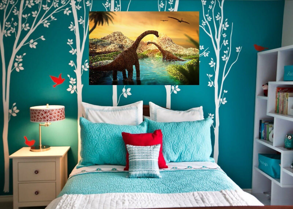 Dinosaur Landscape Canvas Wall Art Picture Print
