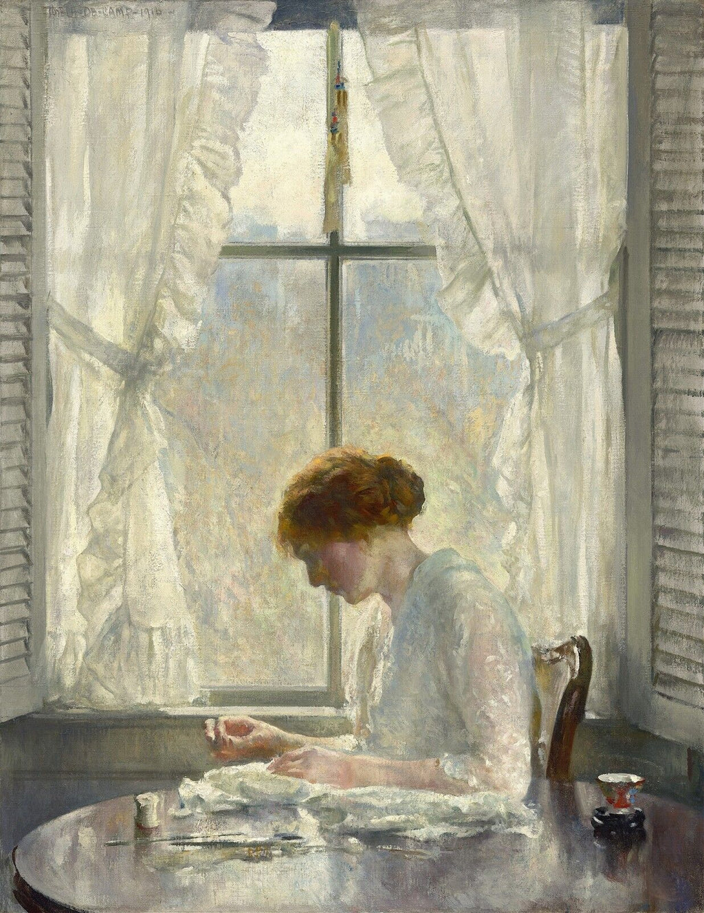 JOSEPH DECAMP, THE SEAMSTRESS Canvas Wall Art Picture Print
