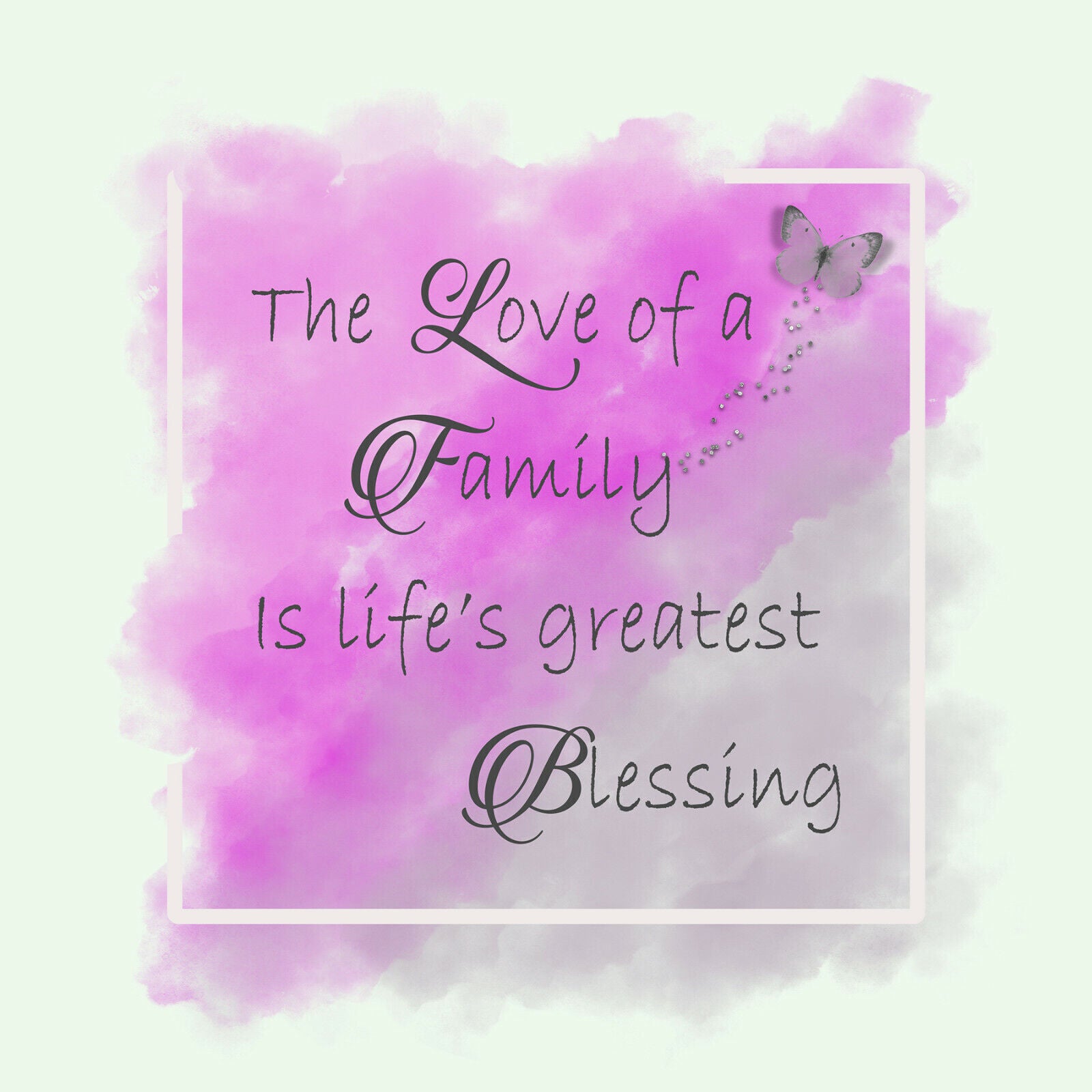 Watercolours Pink & Grey Family Quote Canvas Wall Art Picture Print