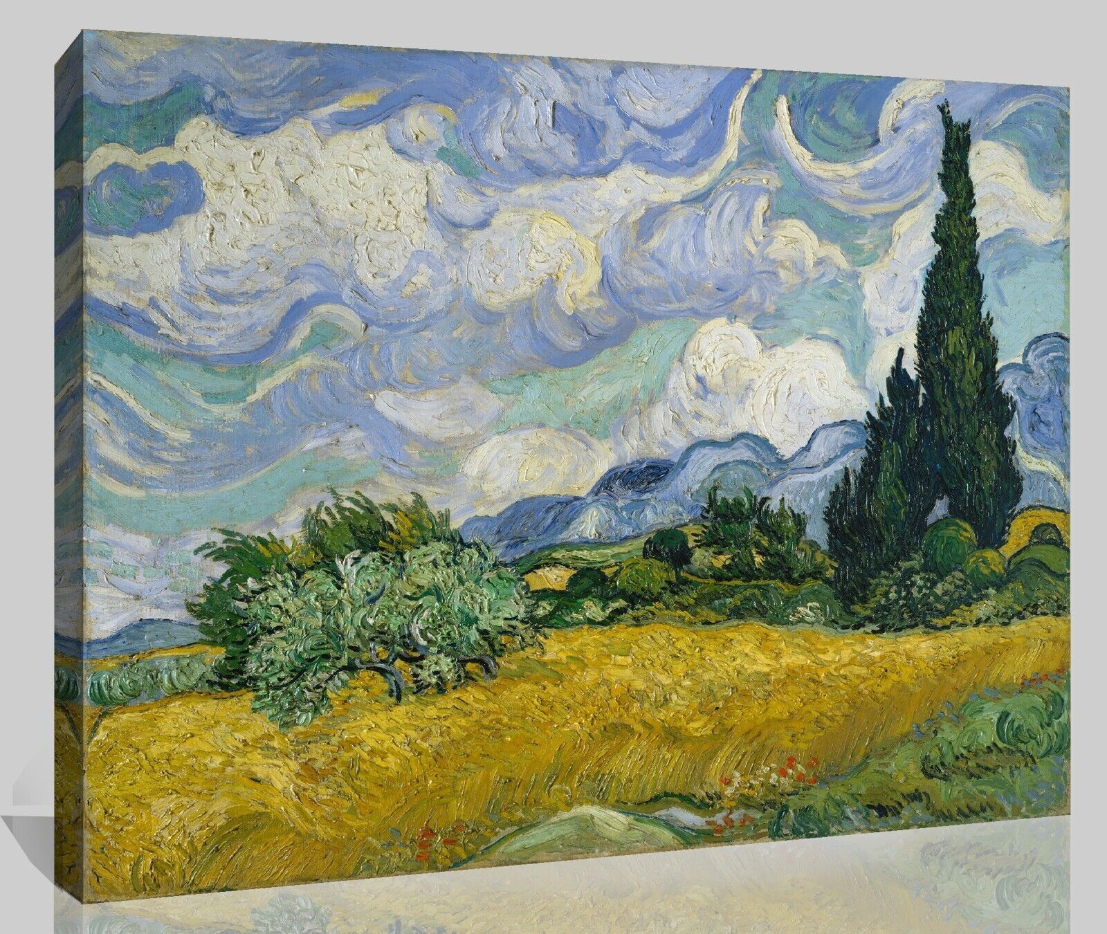 Van Gogh Wheat Field Cypresses Painting Canvas Wall Art Picture Print