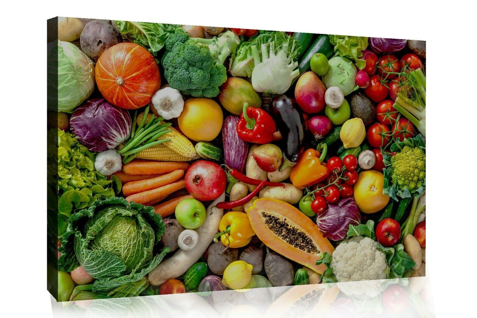 Fruit and Vegetables Kitchen Colourful Canvas Wall Art Picture Print