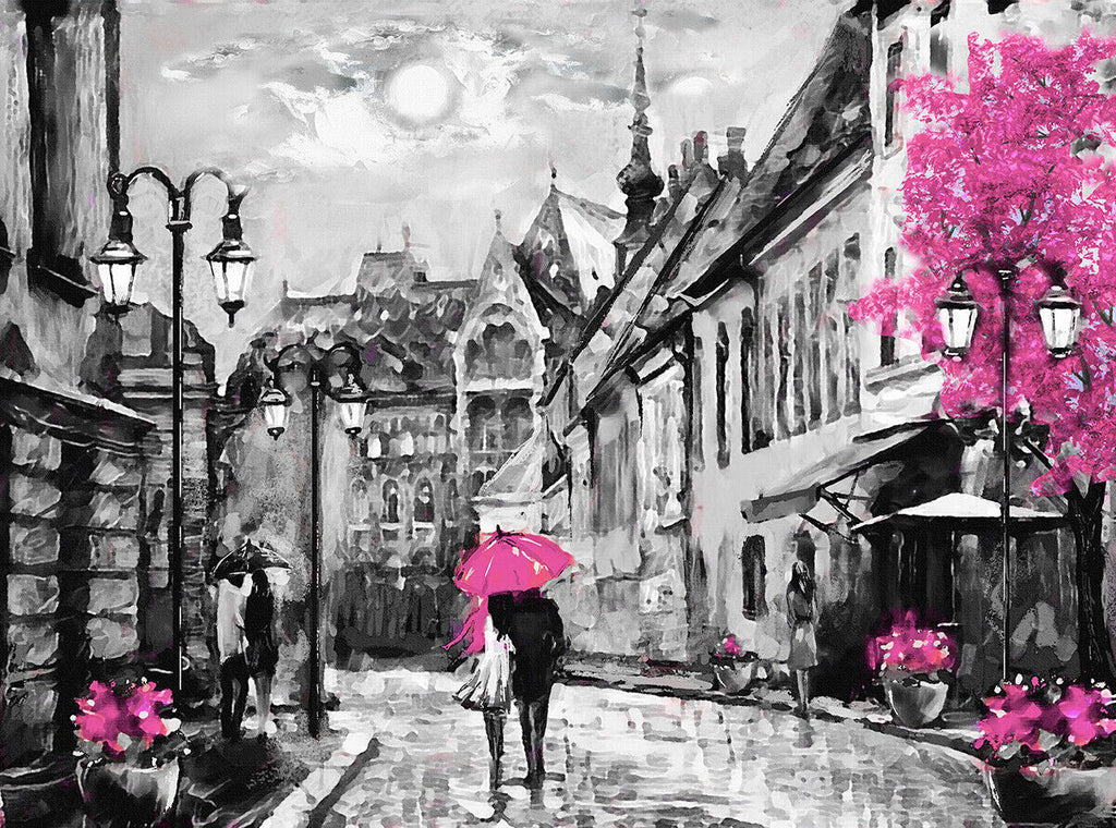 Pink Budapest City Umbrella Landscape Canvas Wall Art Picture Print Oil Painting