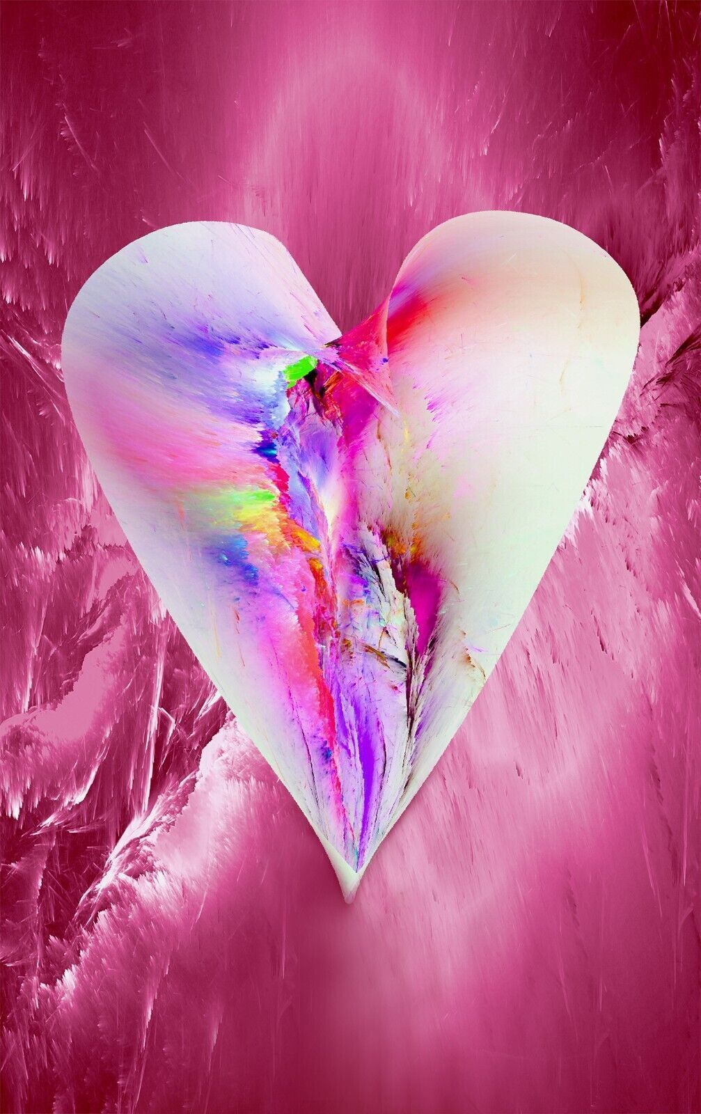 Abstract Pink Heart CANVAS WALL ART Picture Print