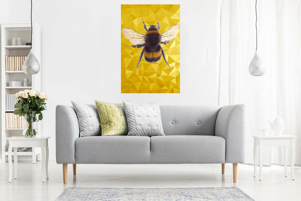 Bumble Bee Animal Abstract YELLOW / MUSTARD CANVAS WALL ART PRINT PICTURE