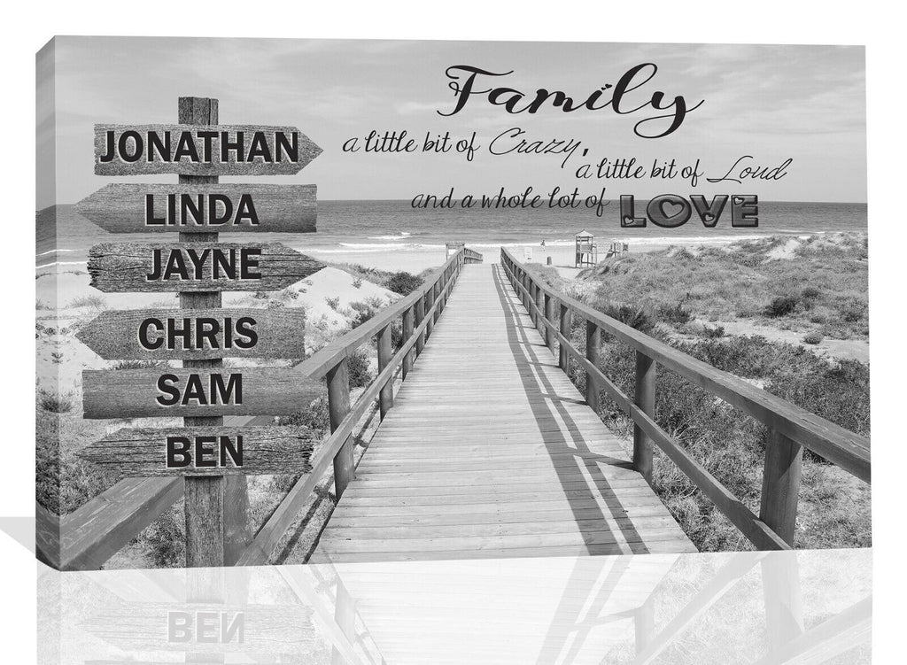 Personalized Personal up to 6 Names on Beach Street Sign Canvas Wall Art Print