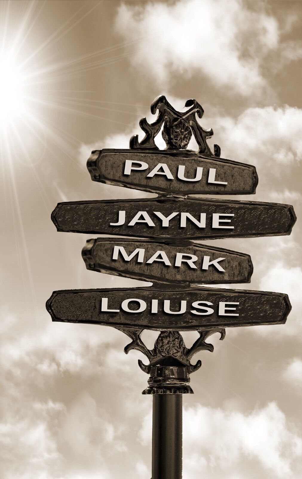 Personalized Personal Names on Vintage Street Sign Canvas Wall Art Print