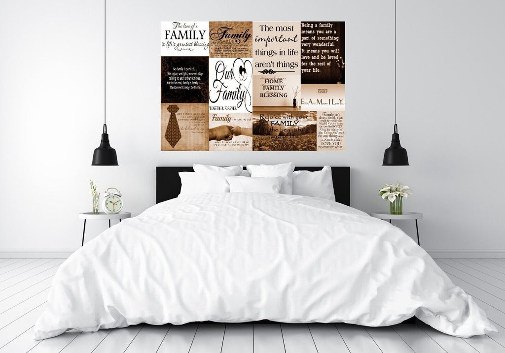 Family Quotes Brown Tone Canvas Wall Art  Picture 100% cotton - A1, A2, A0 sizes