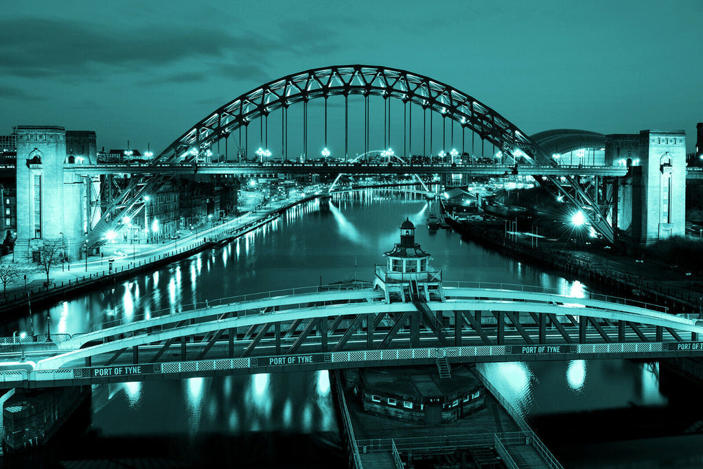 Duck Egg Blue Tyne Bridge Newcastle Abstract Canvas Wall Art Picture Print