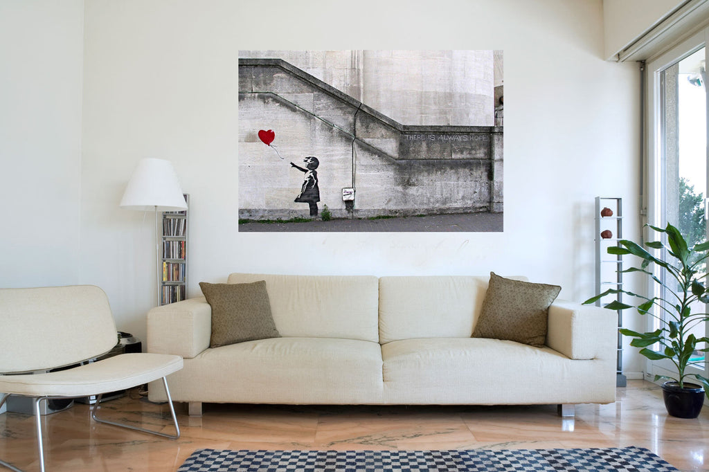 Banksy Red Love Heart Balloon Girl Canvas Wall Art Print Picture A1, A2 + sizes