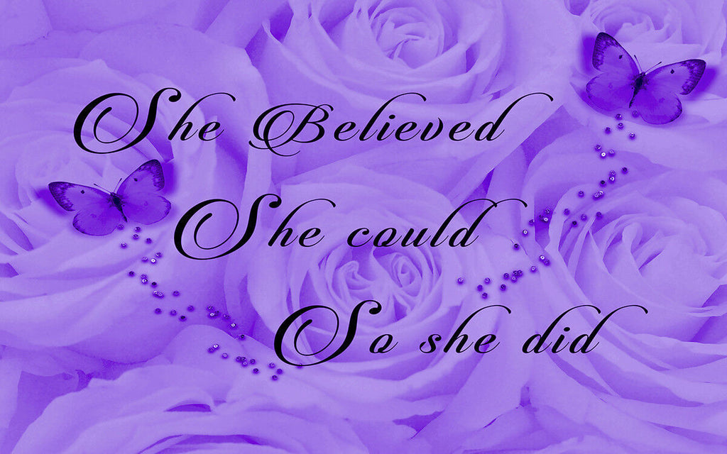 'She Believed She Could' Quote Canvas Wall Art Picture Print Purple