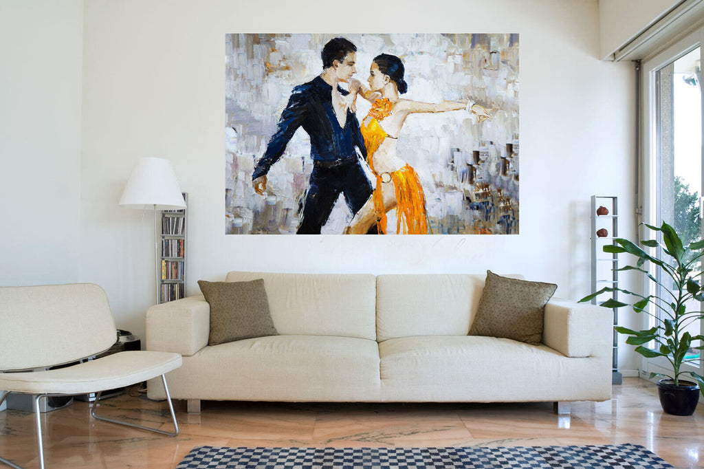 Beautiful Man Woman Tango Dancers Oil Painting Canvas Wall Art Picture Print