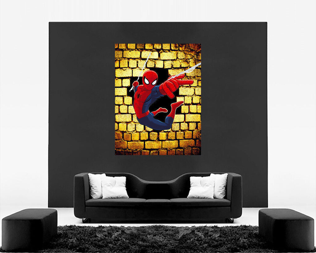 SPIDERMAN Iconic Superhero Cartoon Canvas Wall Art Picture Print - A0, A1, A2