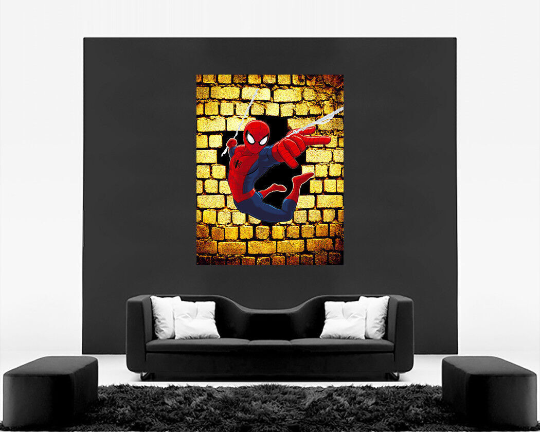 SPIDERMAN Iconic Superhero Cartoon Canvas Wall Art Picture Print - A0, A1, A2
