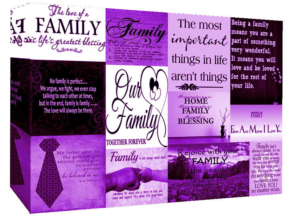 Purple Family Quotes -  Cotton Canvas Wall Art Picture - A1, A2, A0 sizes