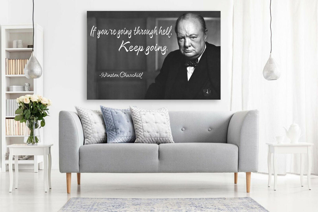 Winston Churchill Quote Canvas Wall Art Picture Print - Black and white