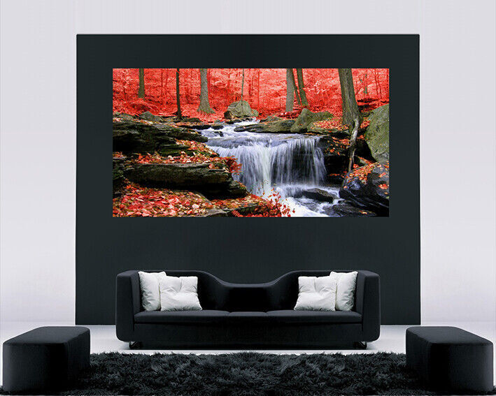 Red Toned Waterfall in Forest Canvas Wall Art Picture Print  - All sizes