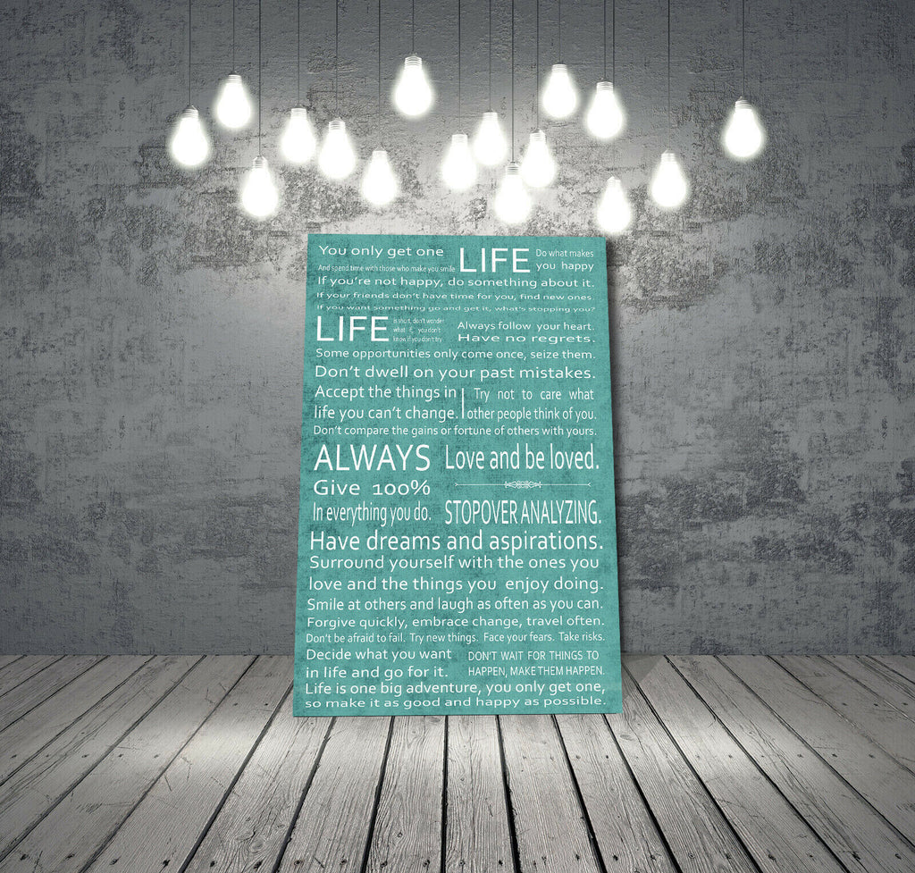 Life Manifesto Quote Canvas Wall Art Picture Print Artwork Duck Egg Blue