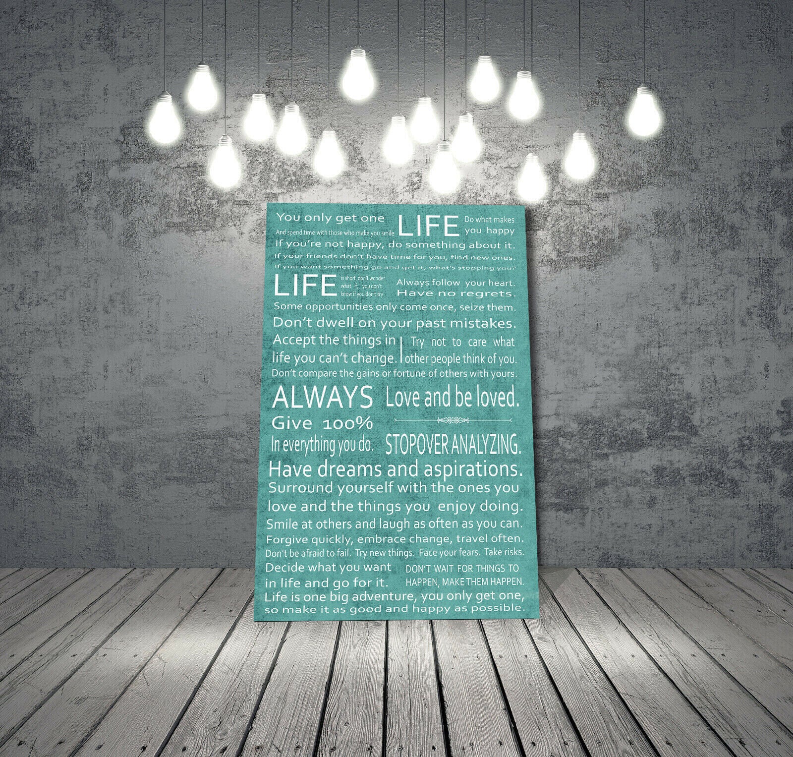 Life Manifesto Quote Canvas Wall Art Picture Print Artwork Duck Egg Blue