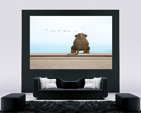 Elephant Sitting on Bench - Cotton Canvas Wall Art Picture Print- ALL SIZES