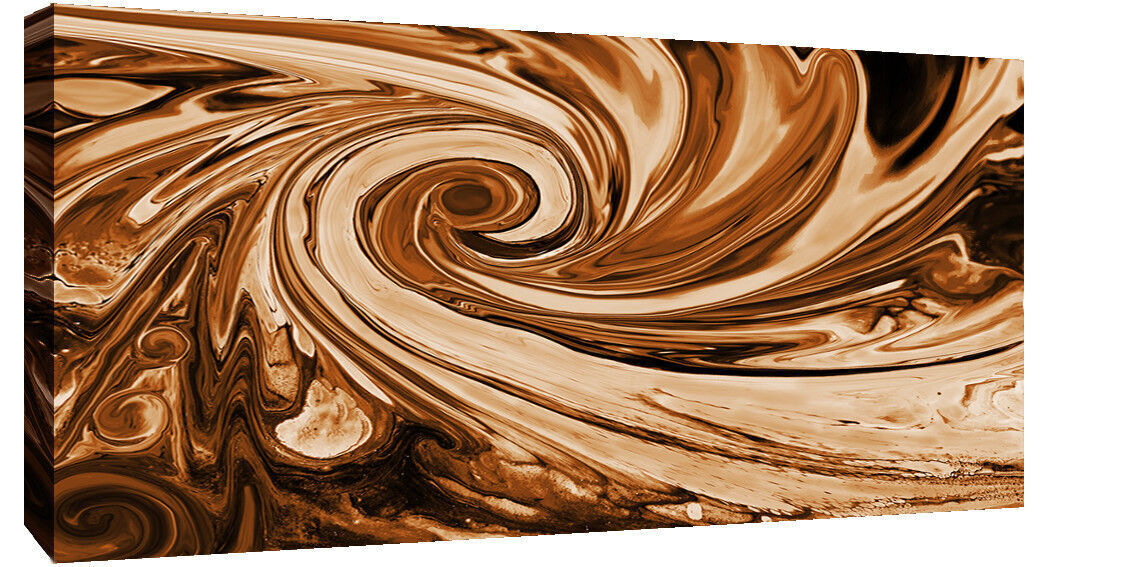 Modern Brown Tones Spiral Swirl Abstract Canvas Wall Art Print Picture
