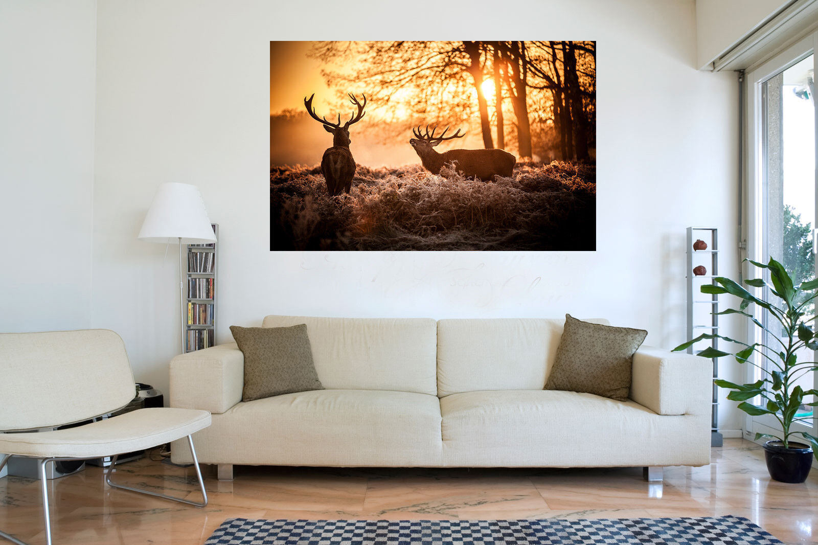 Stag Deer Sunset Autumn Forest Canvas Wall Art Animal Picture Print