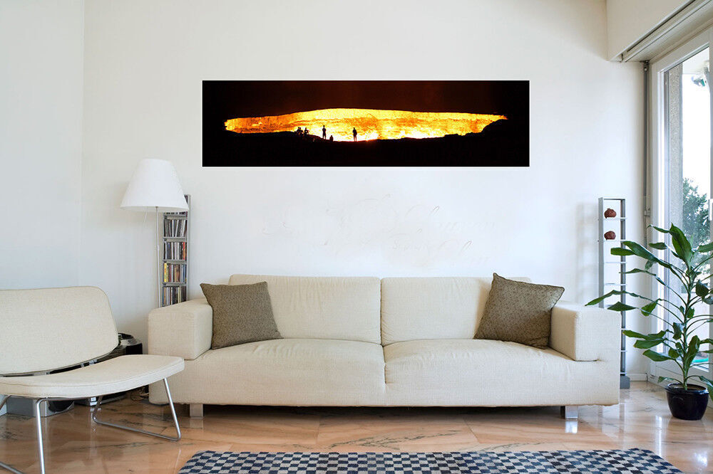 Panoramic Large Black Abstract Cave Landscape Canvas Wall Art Print Picture