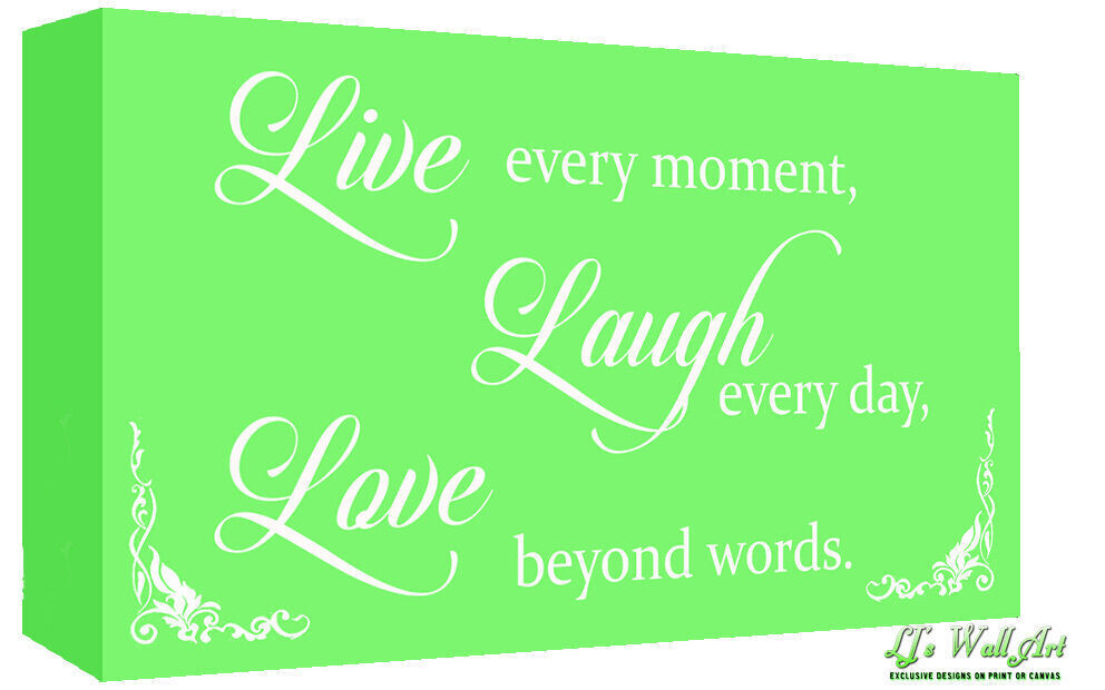 Green Live Laugh Love Quote Canvas Wall Art Print Picture