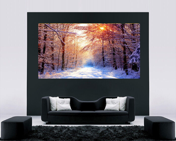 Snow Winter Landscape Scene  Canvas Wall Art Picture  - All sizes & colours