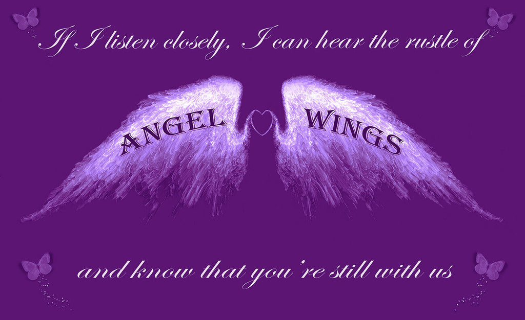 Angel Wings Wall Art Picture 'IF I Listen Closely' Quote Canvas Print Purple