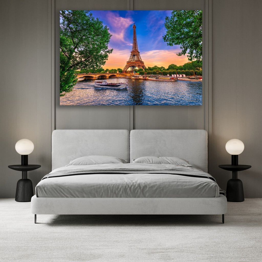 Eiffel Tower In Paris Landscape Canvas Wall Art Picture Print