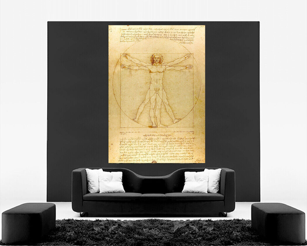 Vitruvian Man By Leonardo Da Vinci Canvas Print Wall Art Picture