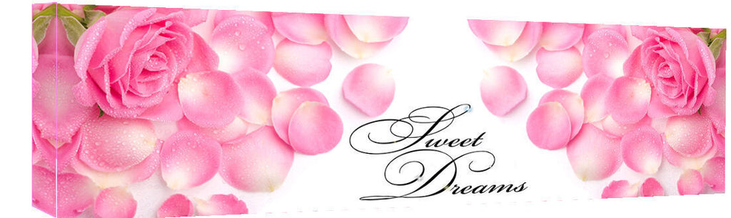 PINK ROSES SWEET DREAMS CANVAS PICTURE WALL ART 40" x 20"" (101cm x 51cm)
