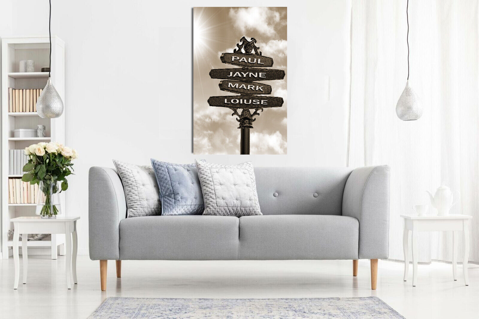 Personalized Personal Names on Vintage Street Sign Canvas Wall Art Print