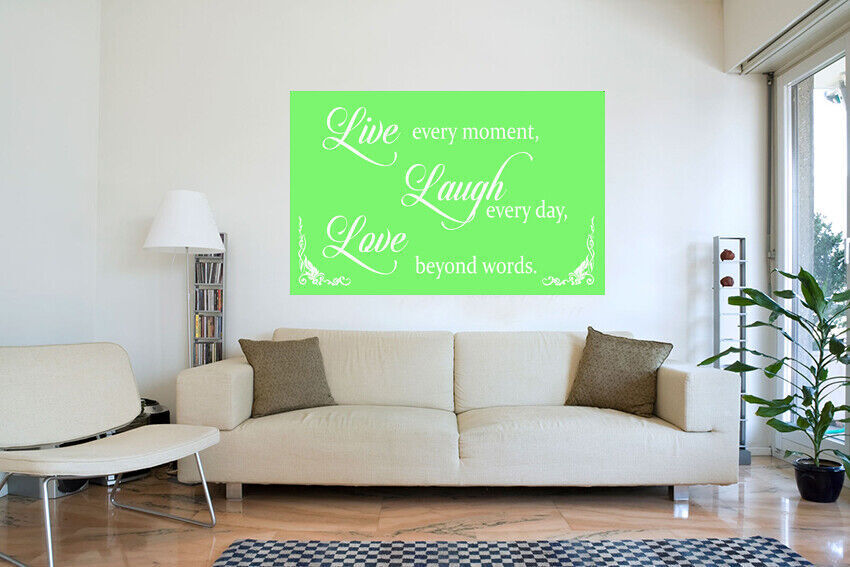 Green Live Laugh Love Quote Canvas Wall Art Print Picture