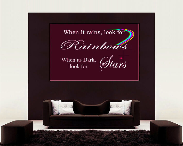 WHEN IT RAINS LOOK FOR RAINBOW QUOTE - PLUM - Canvas Wall Art Print- ALL SIZES
