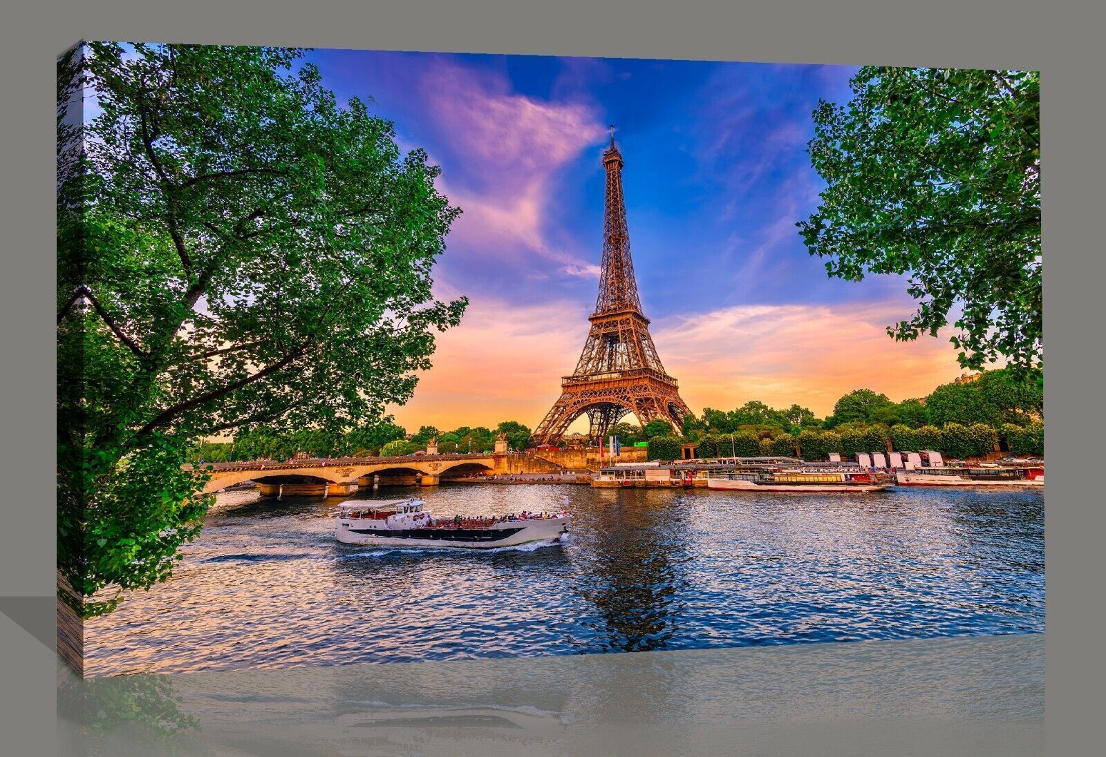 Eiffel Tower In Paris Landscape Canvas Wall Art Picture Print