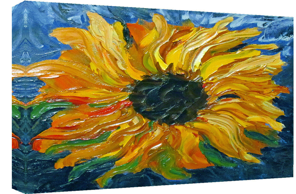 Teal & Yellow Sunflower Floral Canvas Wall Art Picture Print - A1, A2 sizes